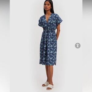 Reistor Midnight Gathered Floral Dress NWT